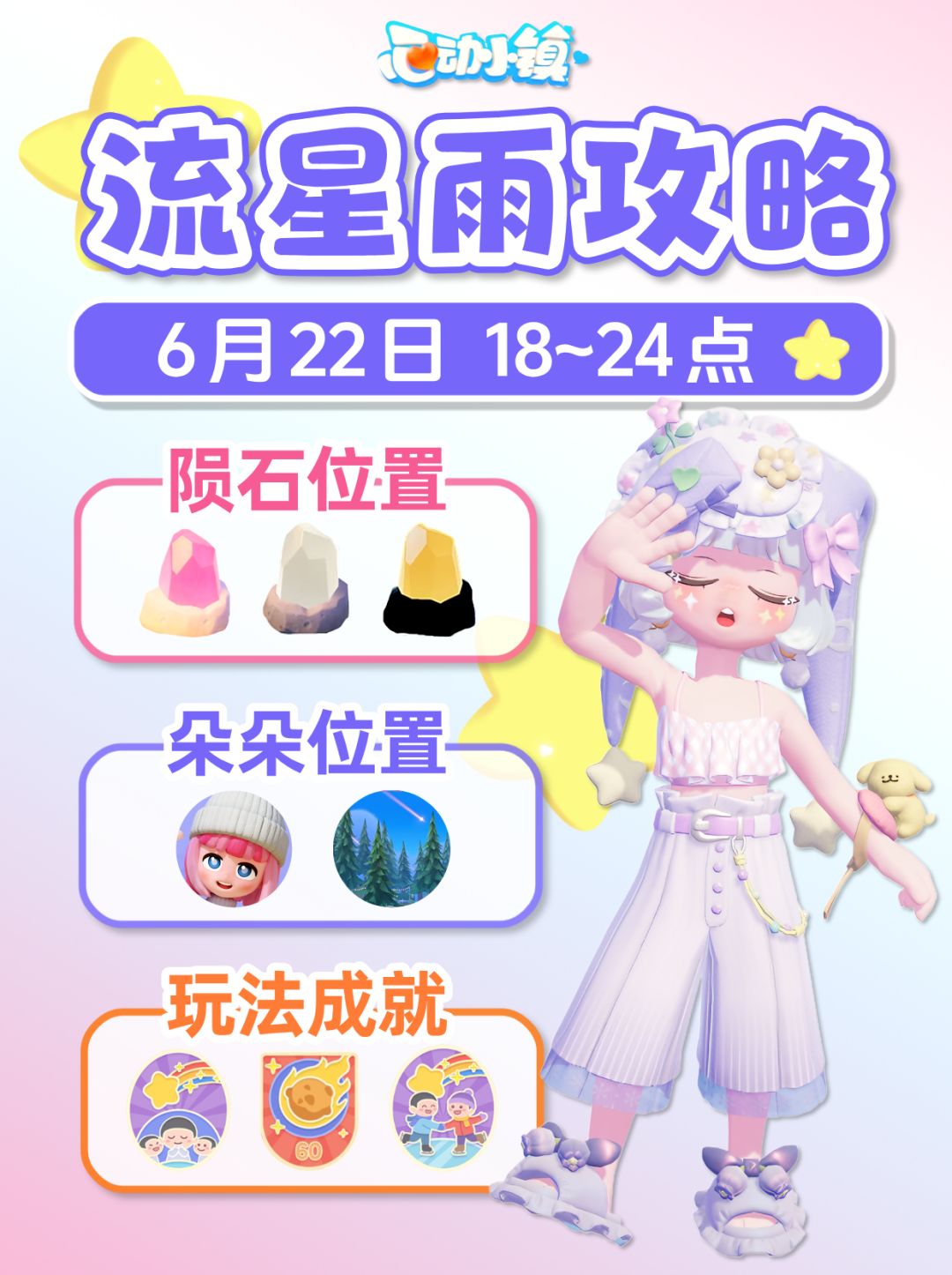 6月22日 9个陨石位置 朵朵位置 流星雨攻略截图