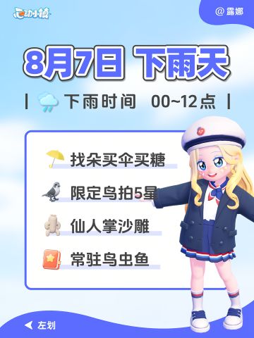 8月7日 下雨天必做攻略 00~12点下雨