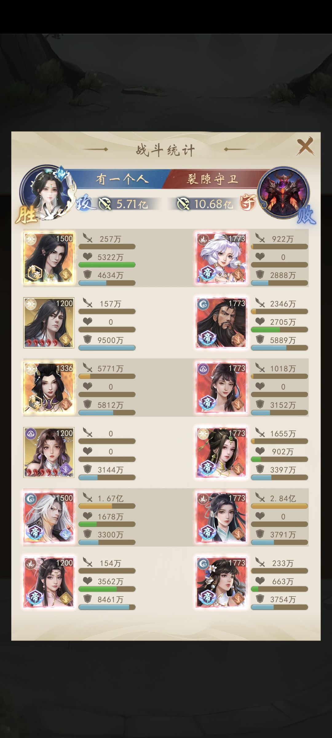 乱古67,7000氪过1500记录下 3