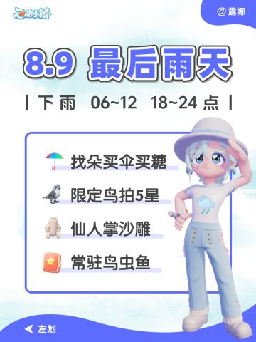 动物新邻 最后雨天必做 朵朵 观鸟成就