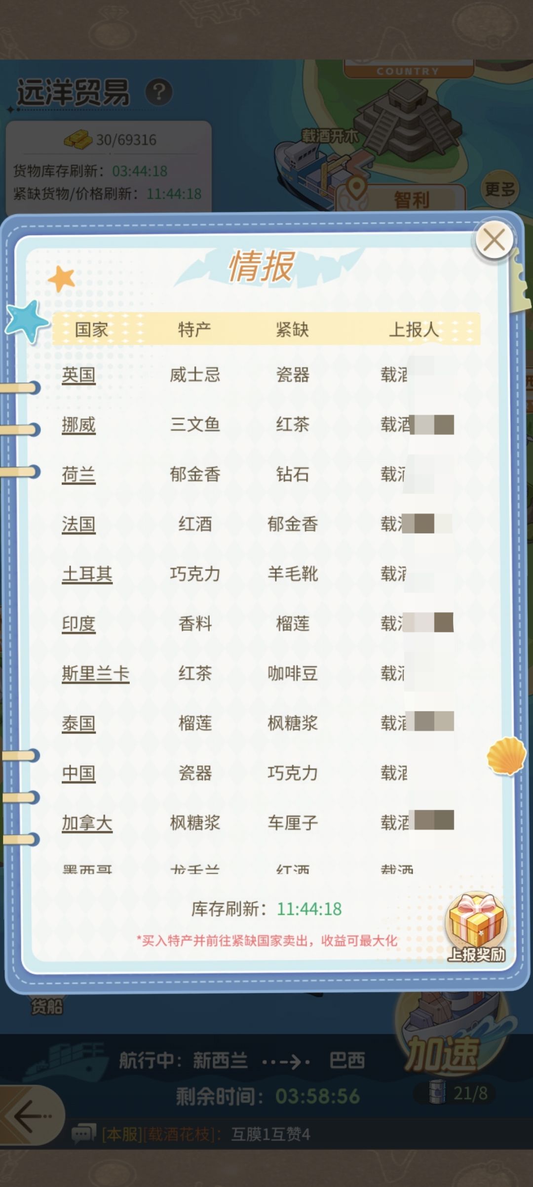 3.11远洋贸易情报一览截图