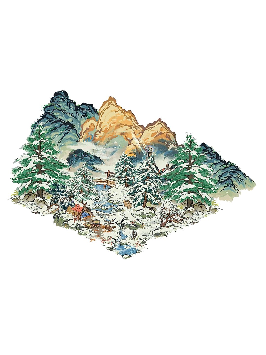 云日明松雪 溪山进晚风 2