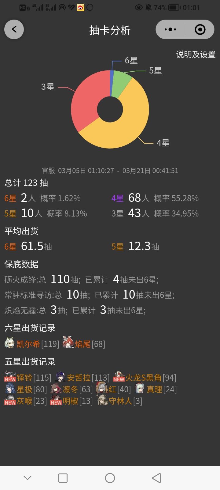 活动出之前手贱抽了个十连,现在夜刃真就差这十连保底人麻了截图
