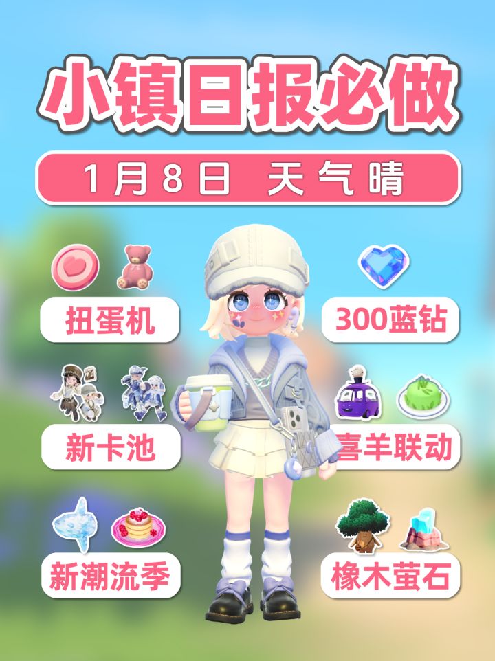 1月8日小镇日报 新卡池 粉色扭蛋机 300蓝钻截图
