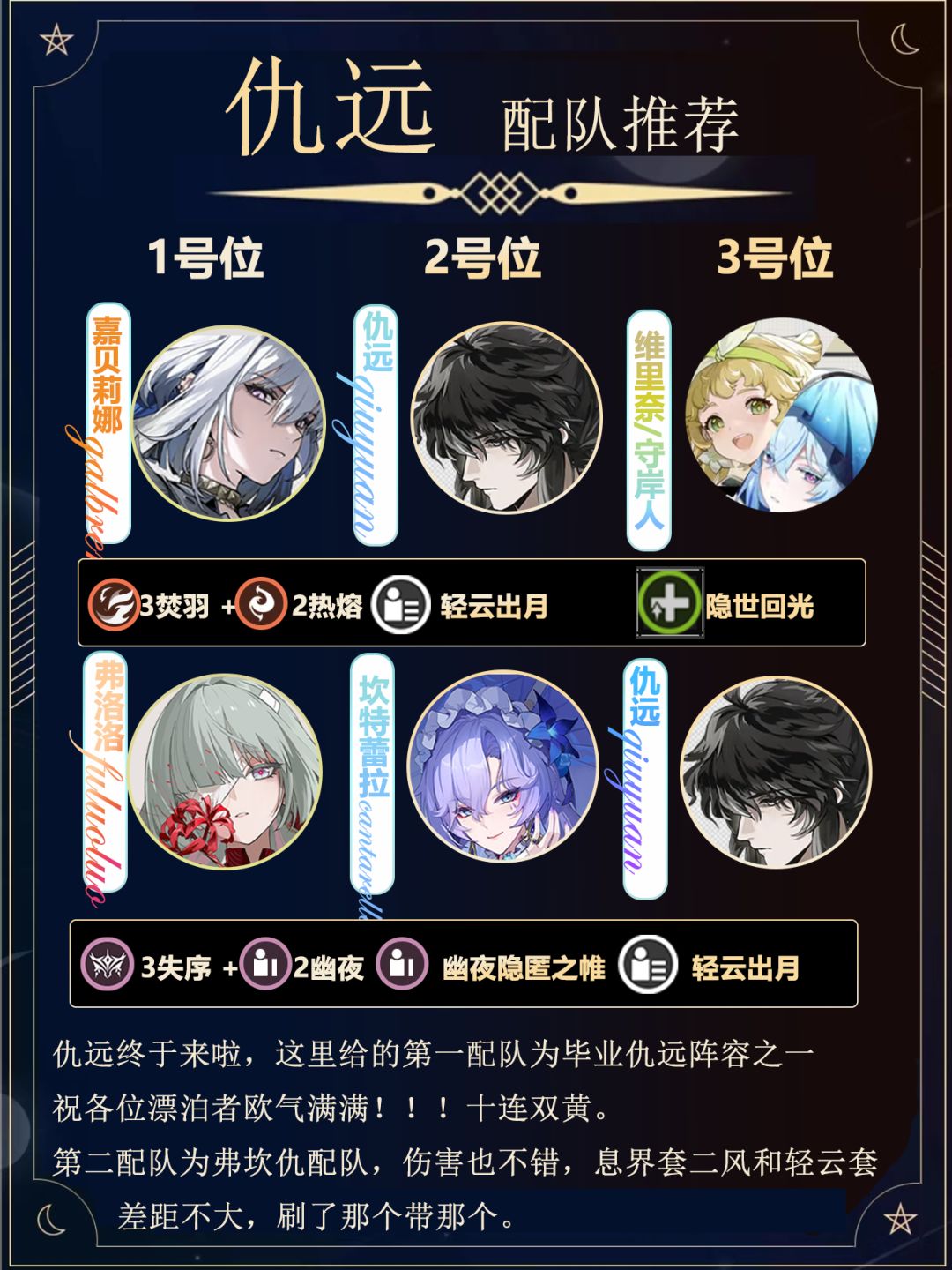 仇远配队攻略 1