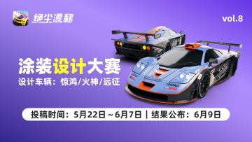 【绝尘漂移】第八届涂装设计大赛：参与抽周卡，月卡，钻石