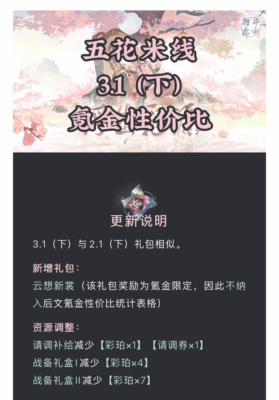 3.1(下)「浮生觅源」氪金性价比 2