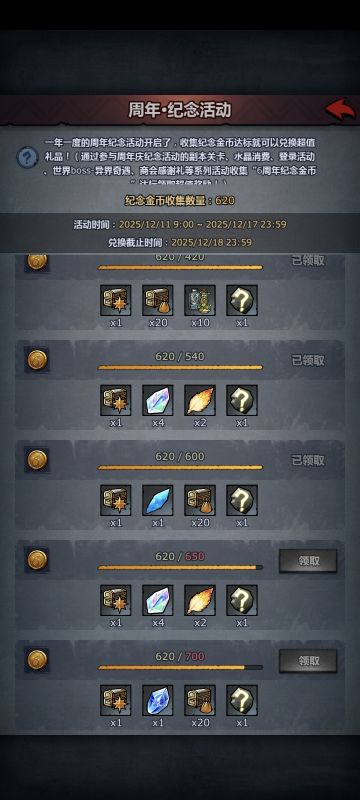 纪念金币收集明细