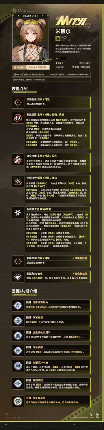 现在为您带来精英人形「米蒂尔」技能相关情报！