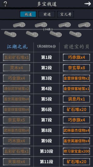 新手期活动之多宝栈道