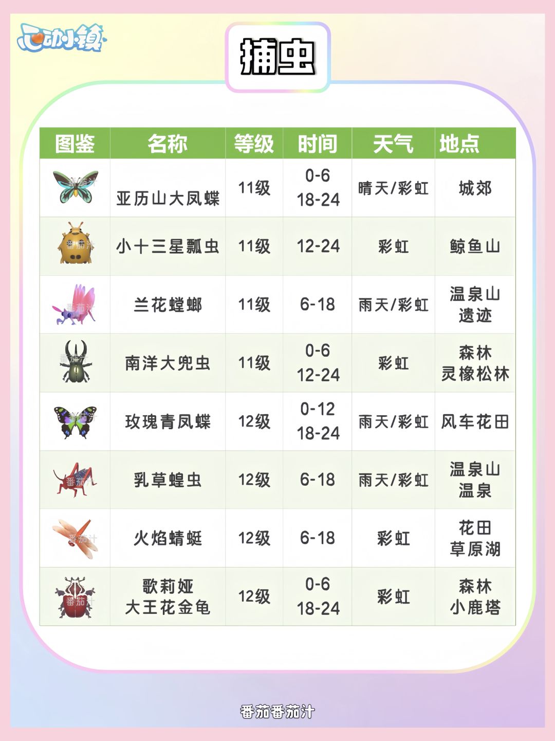 心动小镇 11-12级捕虫钓鱼观鸟图鉴攻略 3