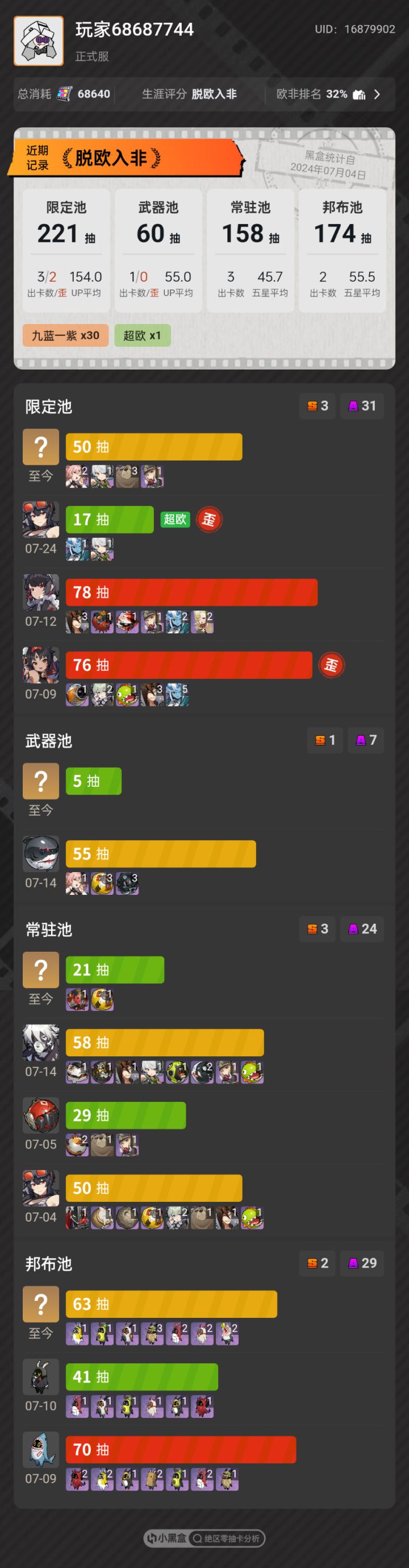 屯了70发抽朱鸢，已经笑不出来了。截图