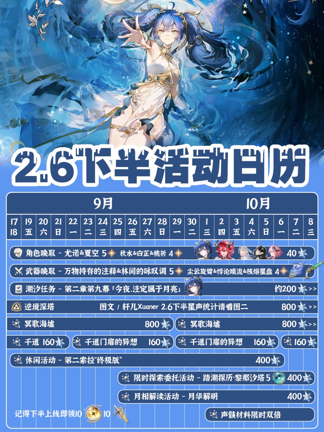 鸣潮日历 | V2.6下半活动日历 1