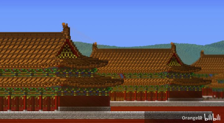 【LC攻略组de泰拉瑞亚视频搬运系列】——[Terraria]午门，端门和天  安门-肝裂的紫禁城建造计划-04 By Orange缺（橘子）截图