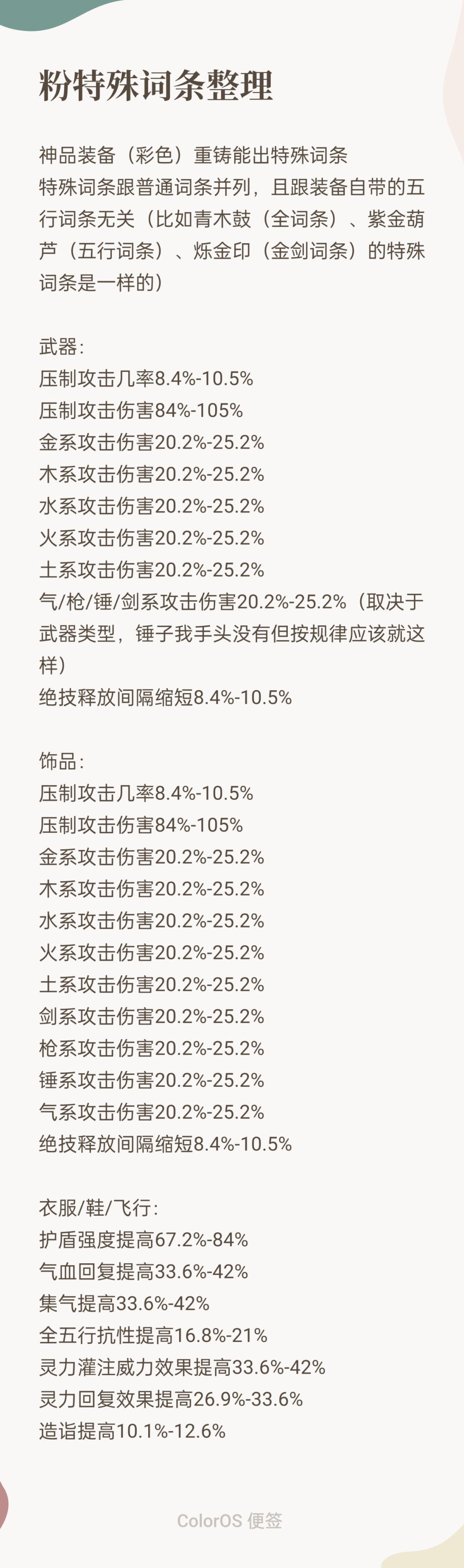 特殊词条整理！截图