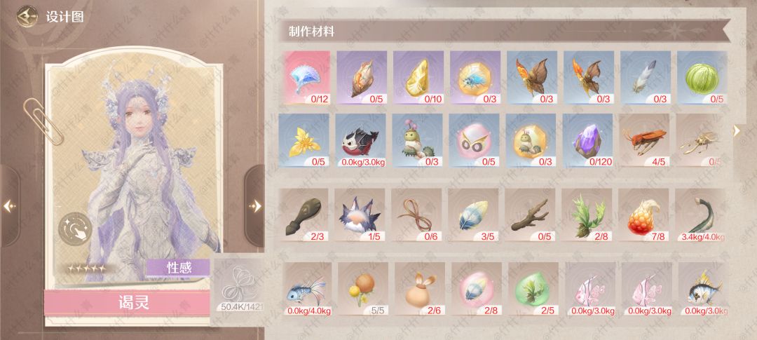 无限暖暖奇迹套装谒灵制作所需材料 1