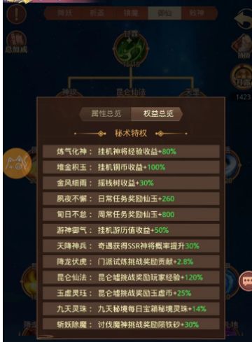 《国漫之光》攻略内容玩法介绍Vol1
玩法1：洪荒秘府，里面可以免费的抽取战魂、法阵、旗帜和灵宝等资源，根据你抽的次数出货，1000次出神话，3000次出至尊。（符文优选3+5）
玩法2：昆仑虚，这个副本需要手动操作，因为手动的资源比扫荡的要多，因为扫荡没有奇门遁甲加成。
玩法3：门派战，每天买8次或者10次，尽可能的多打伤害.
推荐阵容：SSR孔雀 SP杨戬 SSR大帝 SP妲己 SSR燃灯