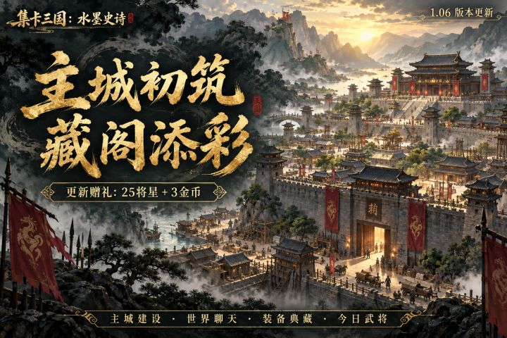 【集卡三国:水墨史诗】1.06版本更新|主城初筑,藏阁添彩截图