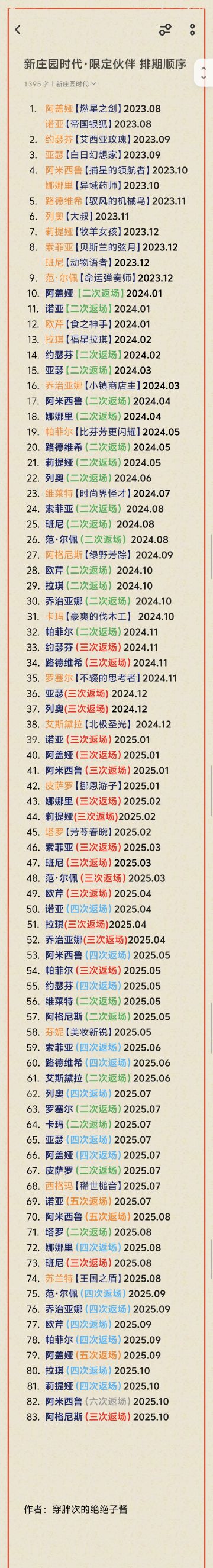 伙伴返场顺序·参照图