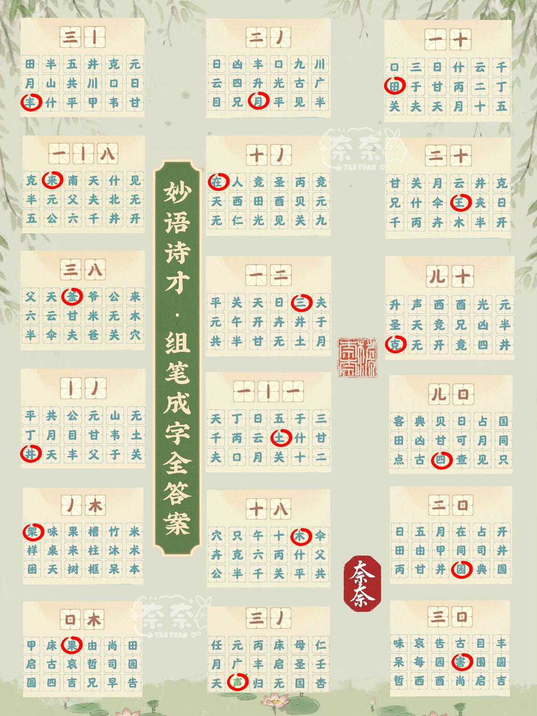 桃源 | 妙语诗才·组笔成字全部攻略❗截图