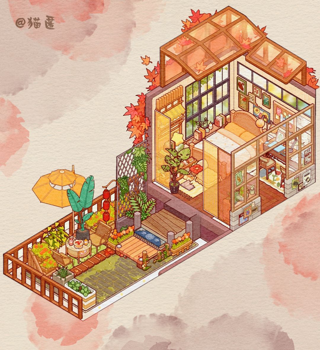 卧室连着小花园🏡🌸 2