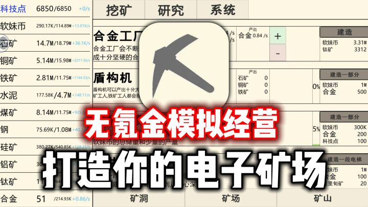 无氪金文字模拟经营,成为包工头,筑建你的电子矿场截图