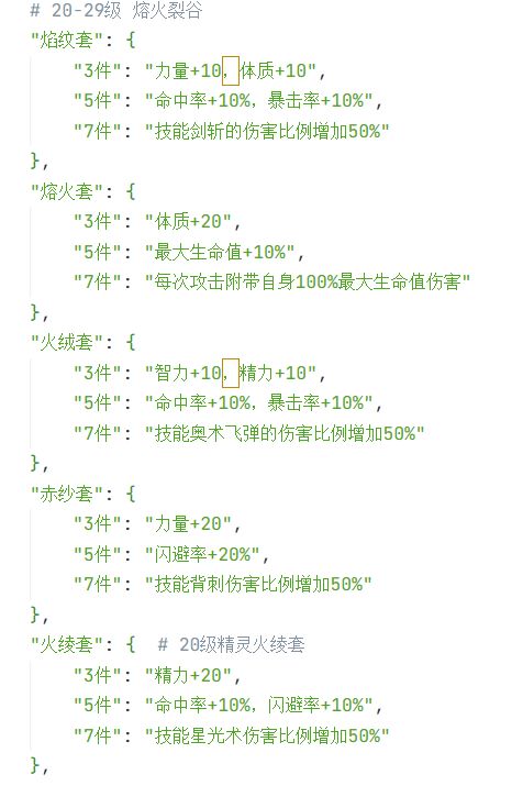 套装属性大全 1