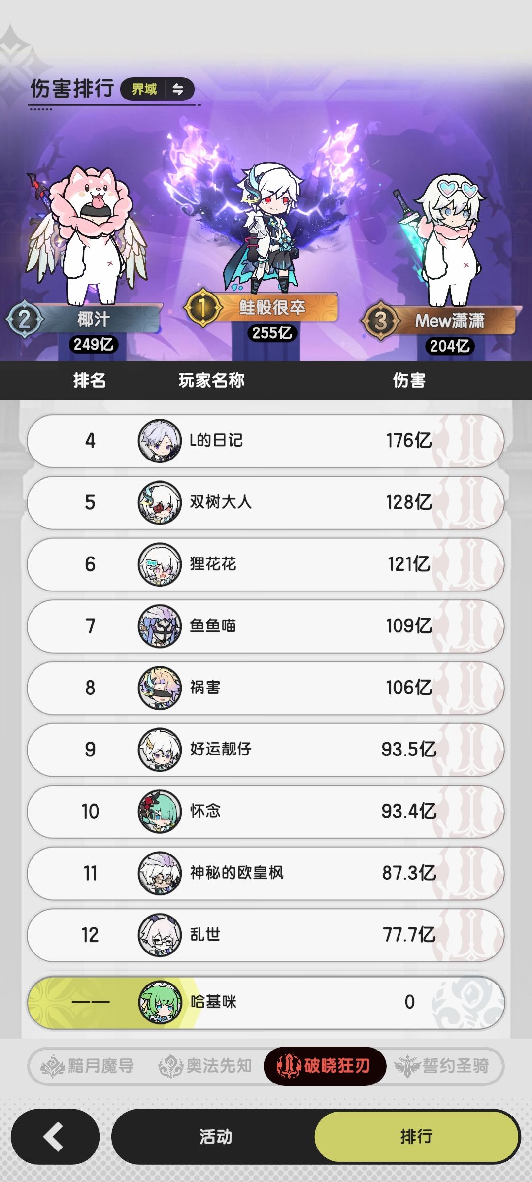 先遣服混沌排名 3