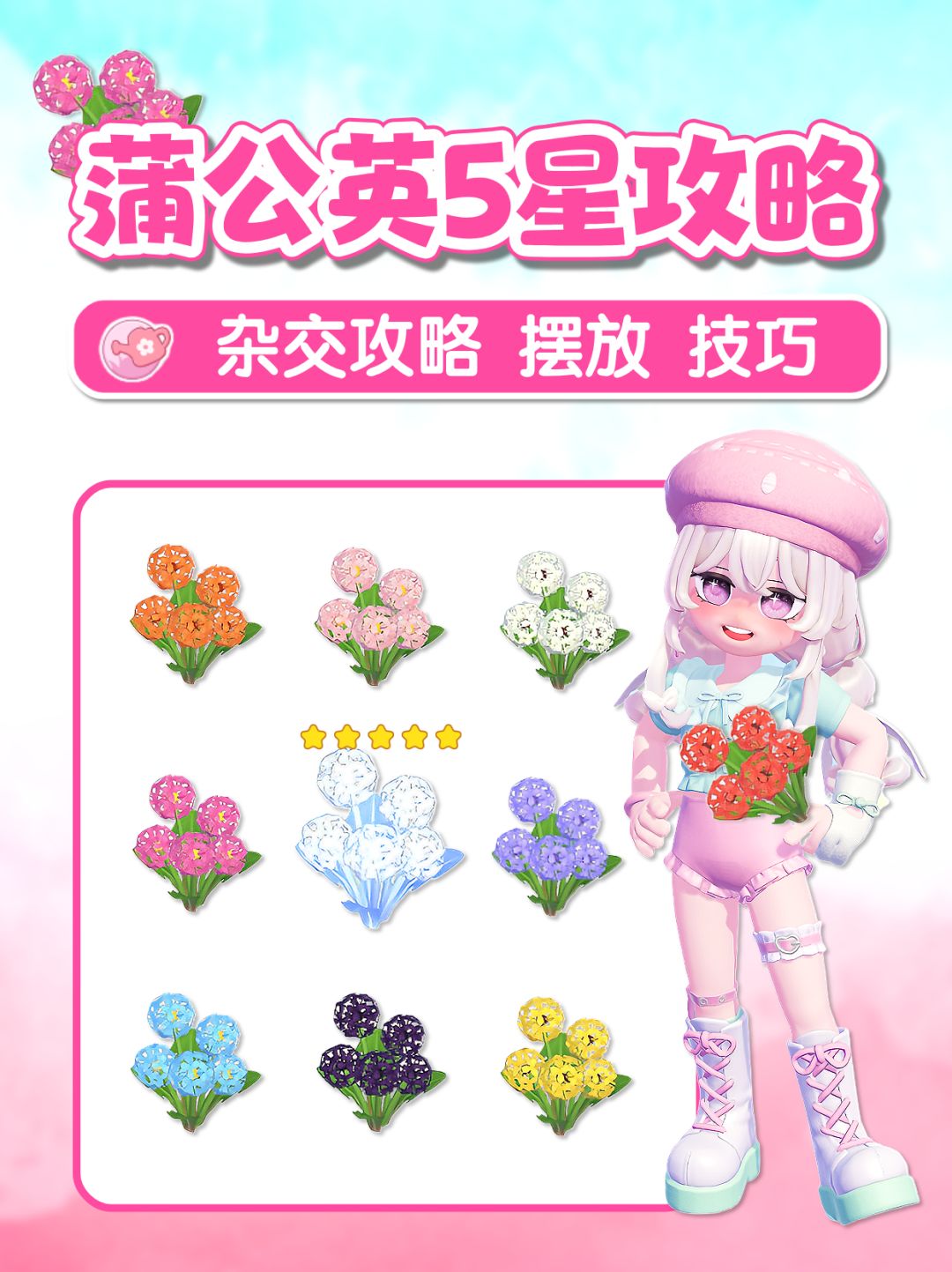 蒲公英杂交攻略 五星花朵教程 摆法 技巧截图