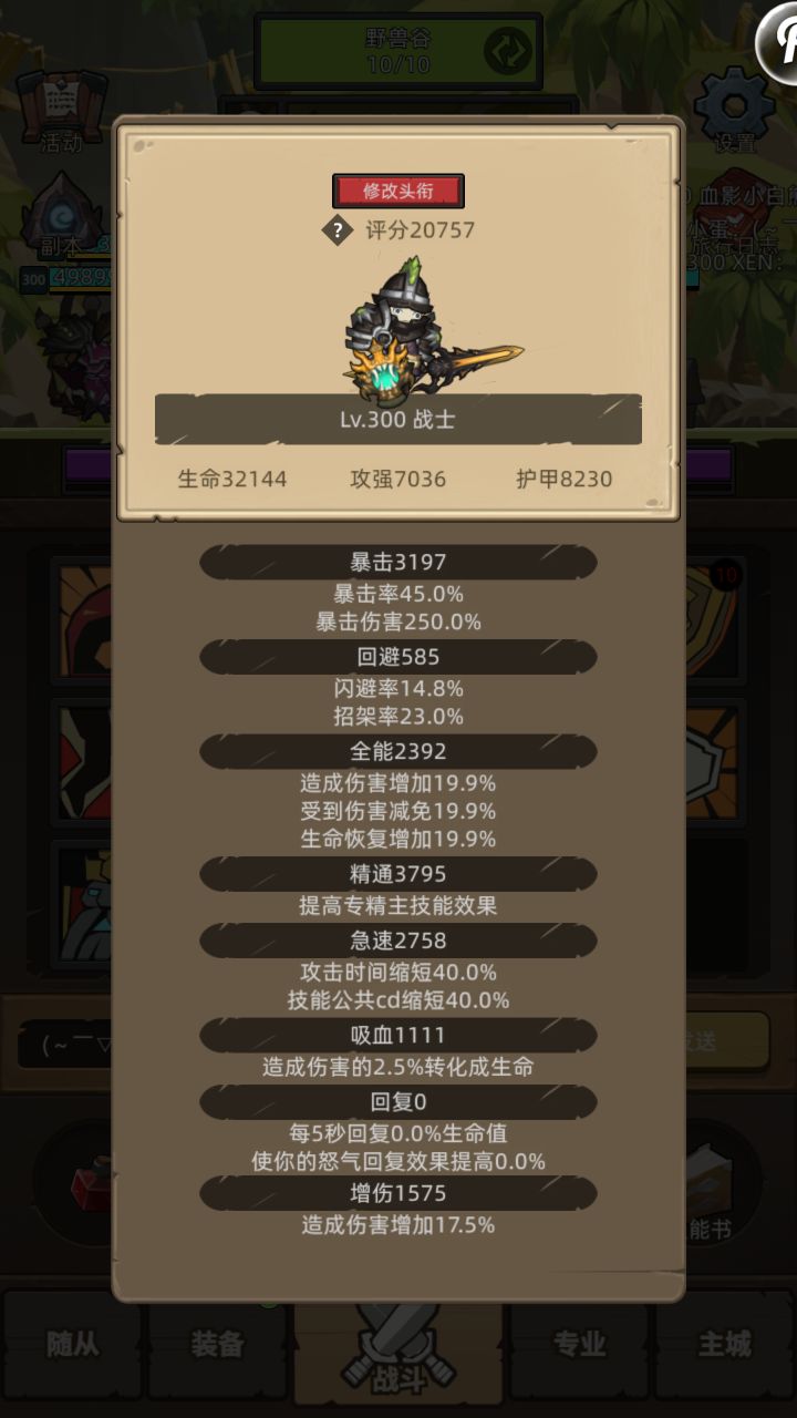 2万评分防战挂机295史诗，防战挂机真的是又快又稳。截图