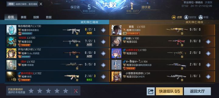 传奇晋级赛匹配到4个枪圣队友截图