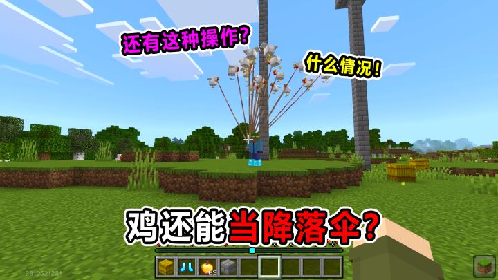 我的世界:鸡还能当降落伞?还有这种操作?截图