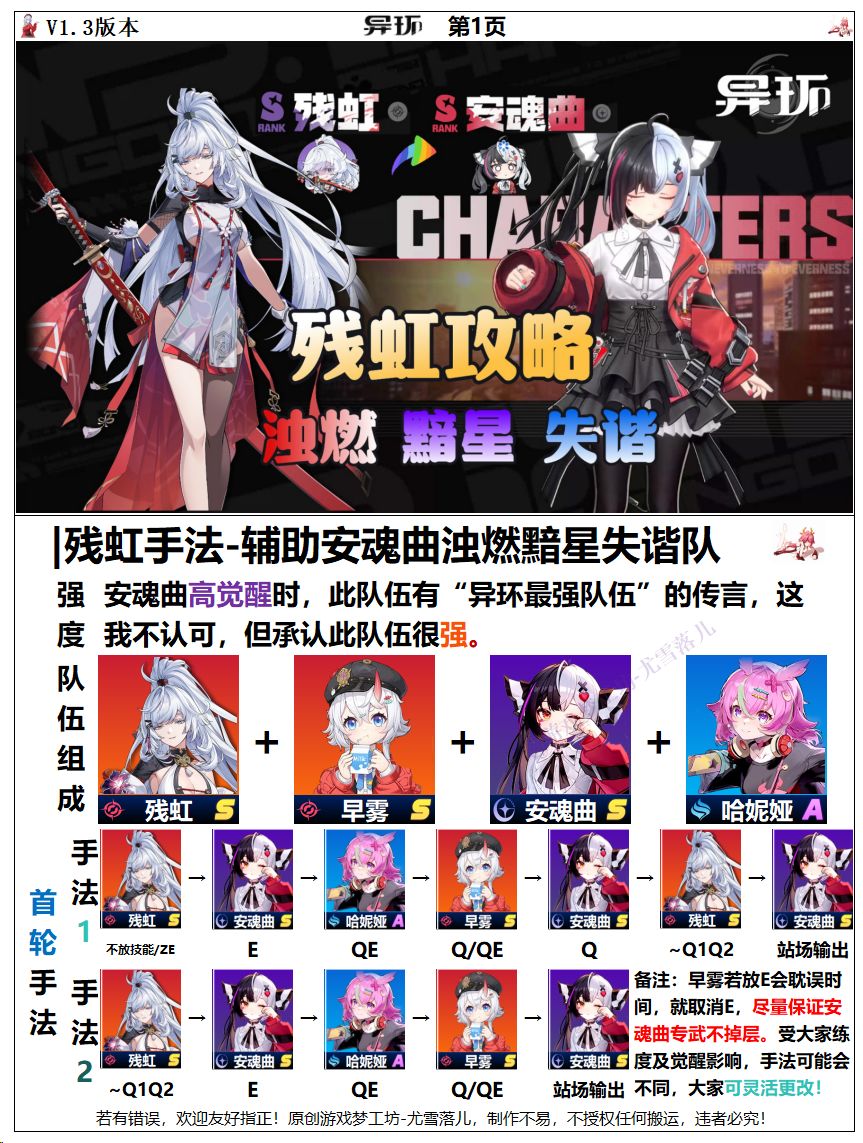 异环:残虹+安魂曲+早雾+哈妮娅失谐手法 1