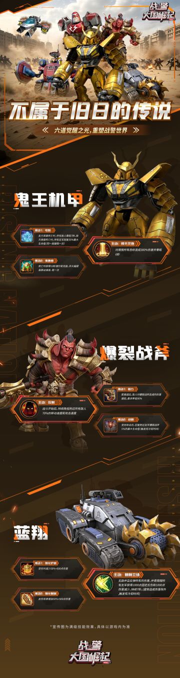 新版本爆料|橙色英雄：鬼王机甲、爆裂战斧、蓝翔 觉醒技能