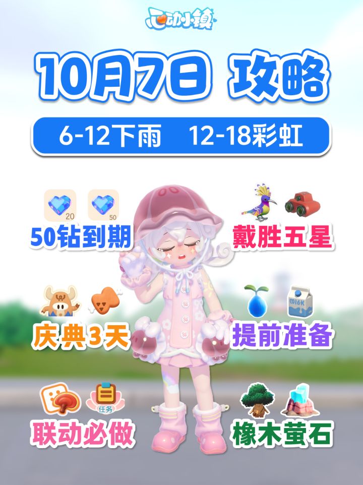 10月7日攻略 20蓝钻 50蓝钻到期 戴胜鸟拍五星 远古召唤3天截图