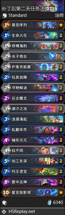 补丁后法师高胜率卡组