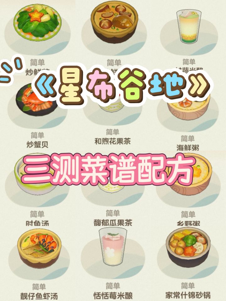 《星布谷地》三测菜谱配方截图