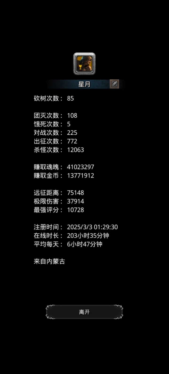 一个月的成果。截图