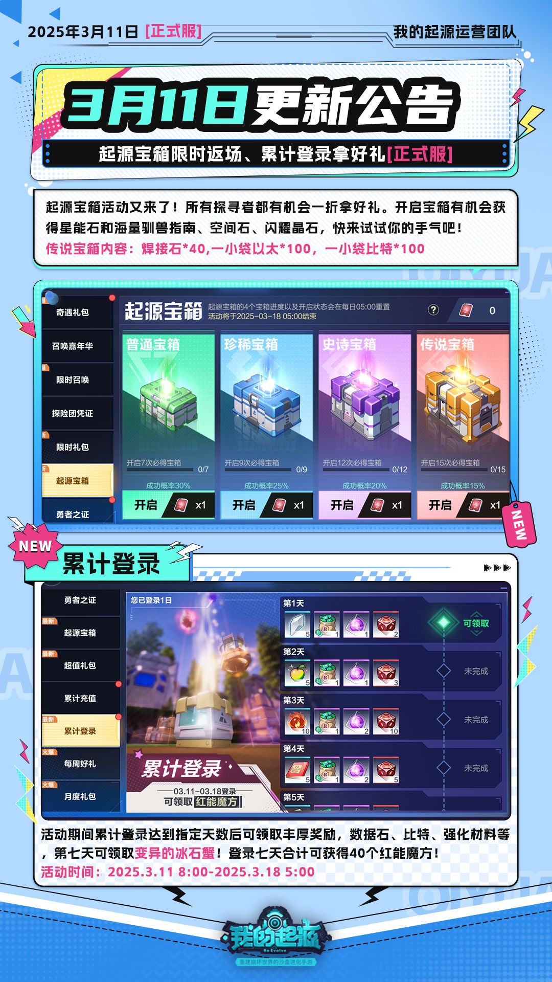 3.11正式服更新公告|起源宝箱限时返场! 1