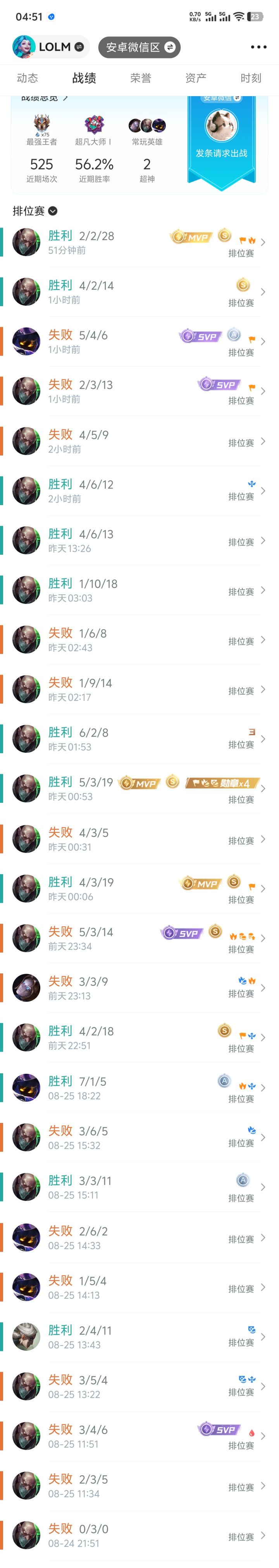 最近27场就赢了12场还上了一颗星😂截图