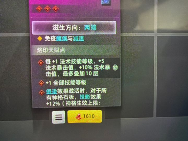 赛季石板这个,只能吃“法术技能➕1”截图