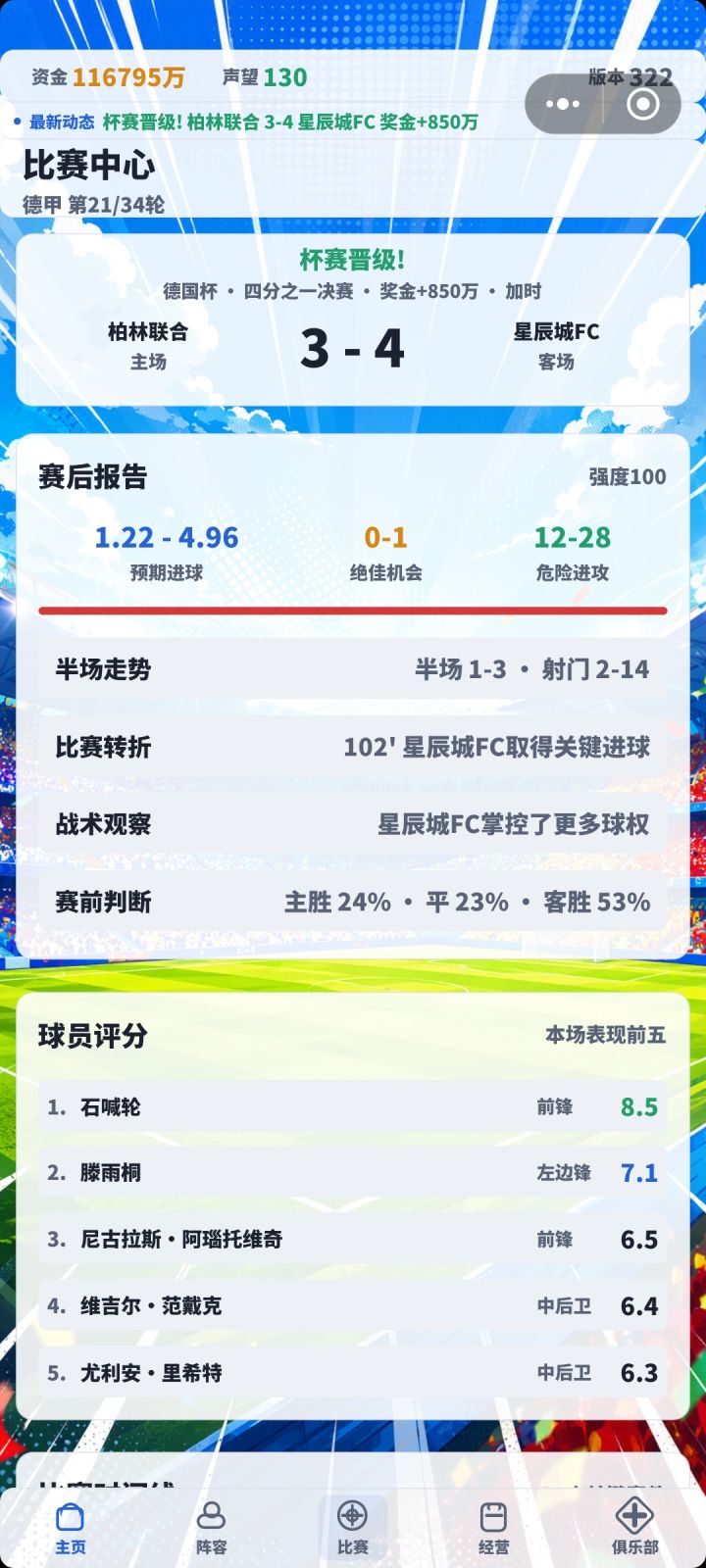 130声望后,怎么增加声望。联赛,杯赛,欧冠都是冠军。就是不长声望呢
另外教练,除开主教练,怎么能挖其他岗位的教练截图