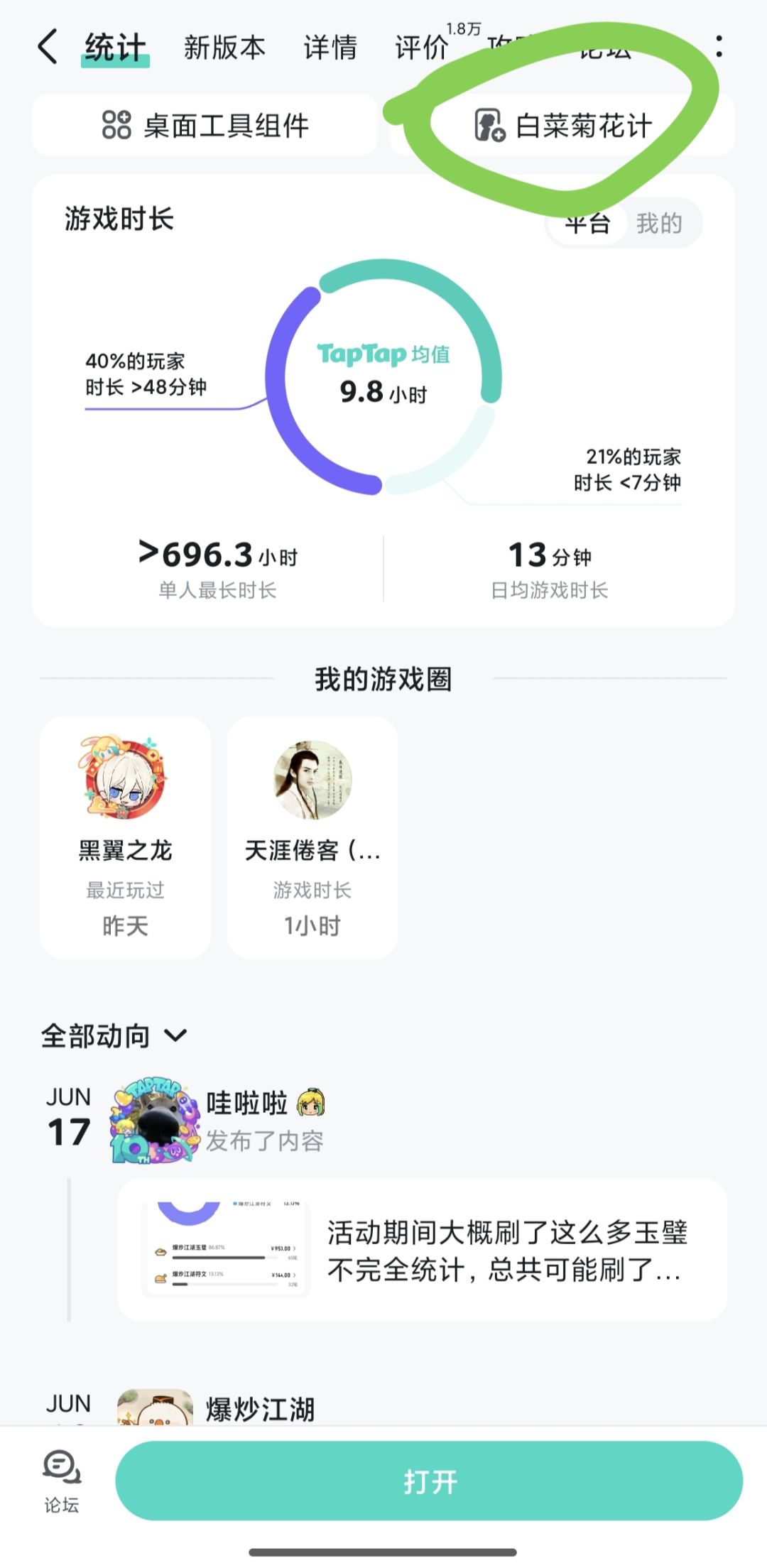 今天才发现TapTap也有白菜菊花了 3