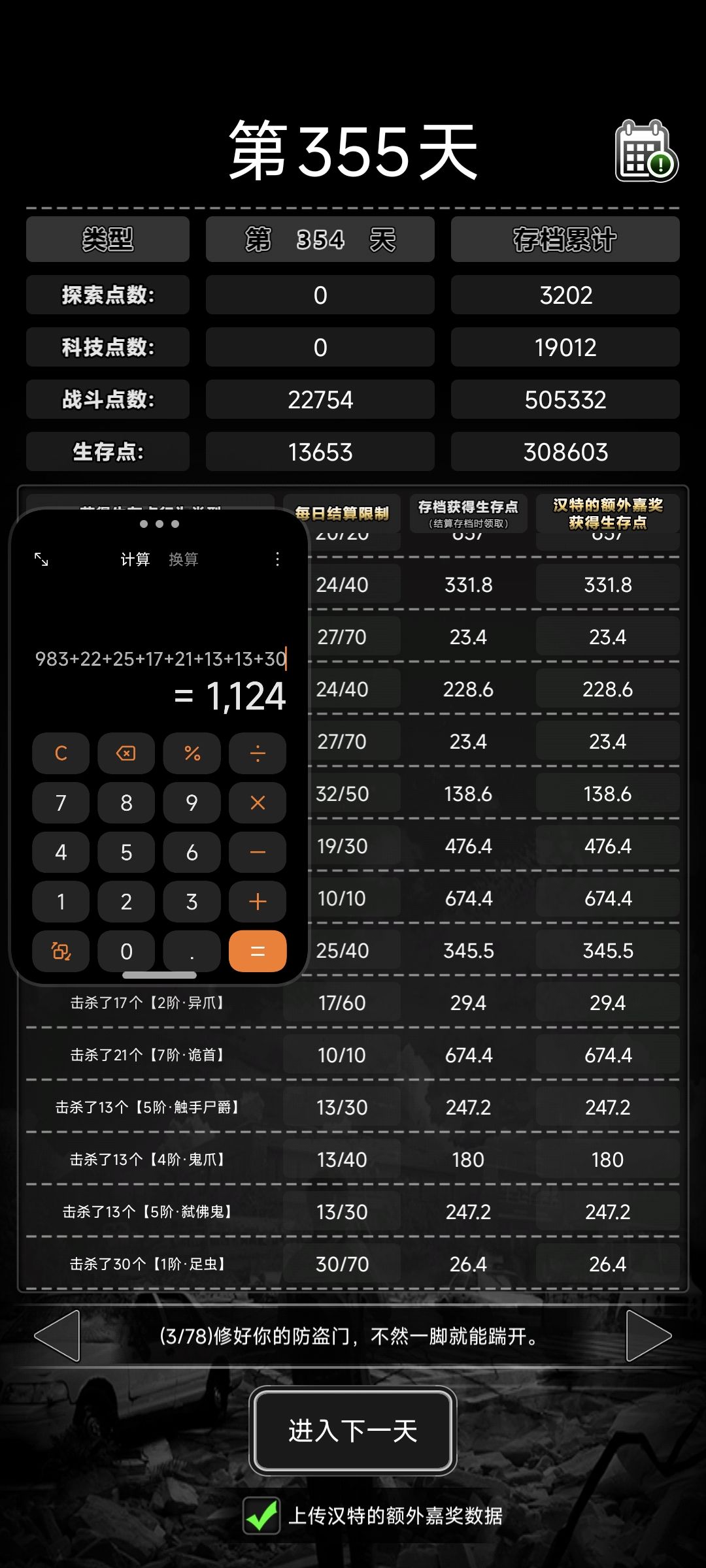 打破记录,一游戏日13,000生存点 1