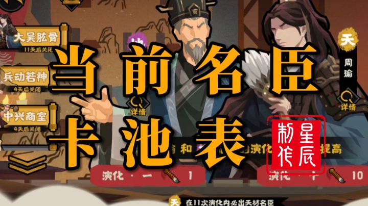 当前名臣卡池表截图