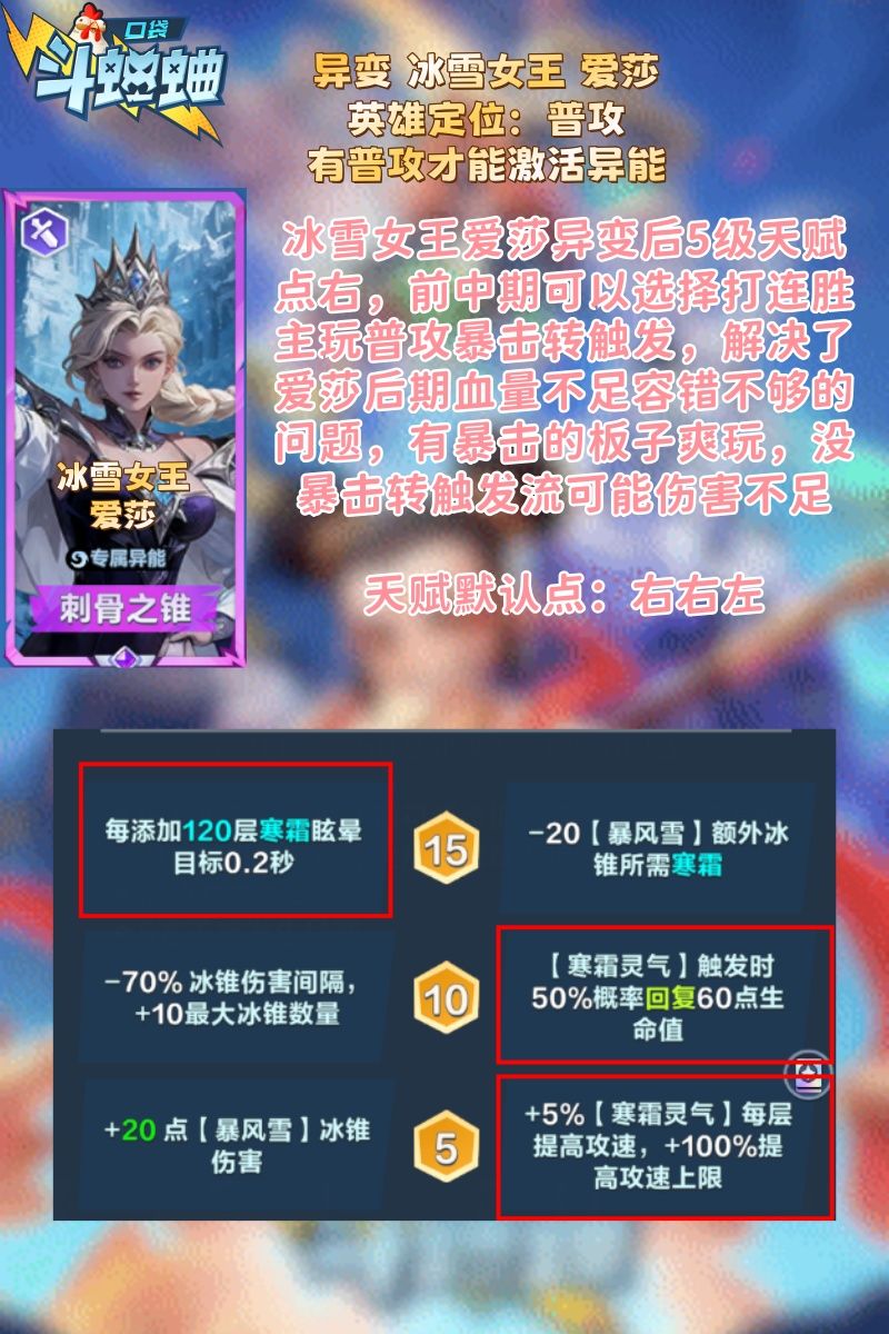 异变冰雪女王 爱莎 玩法讲解以及代码分享 2