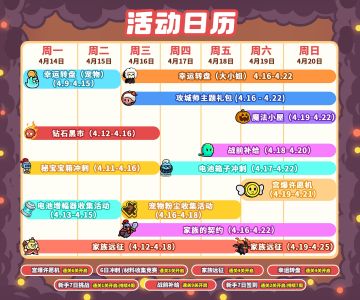 「4.14-4.20」请查看活动排期！