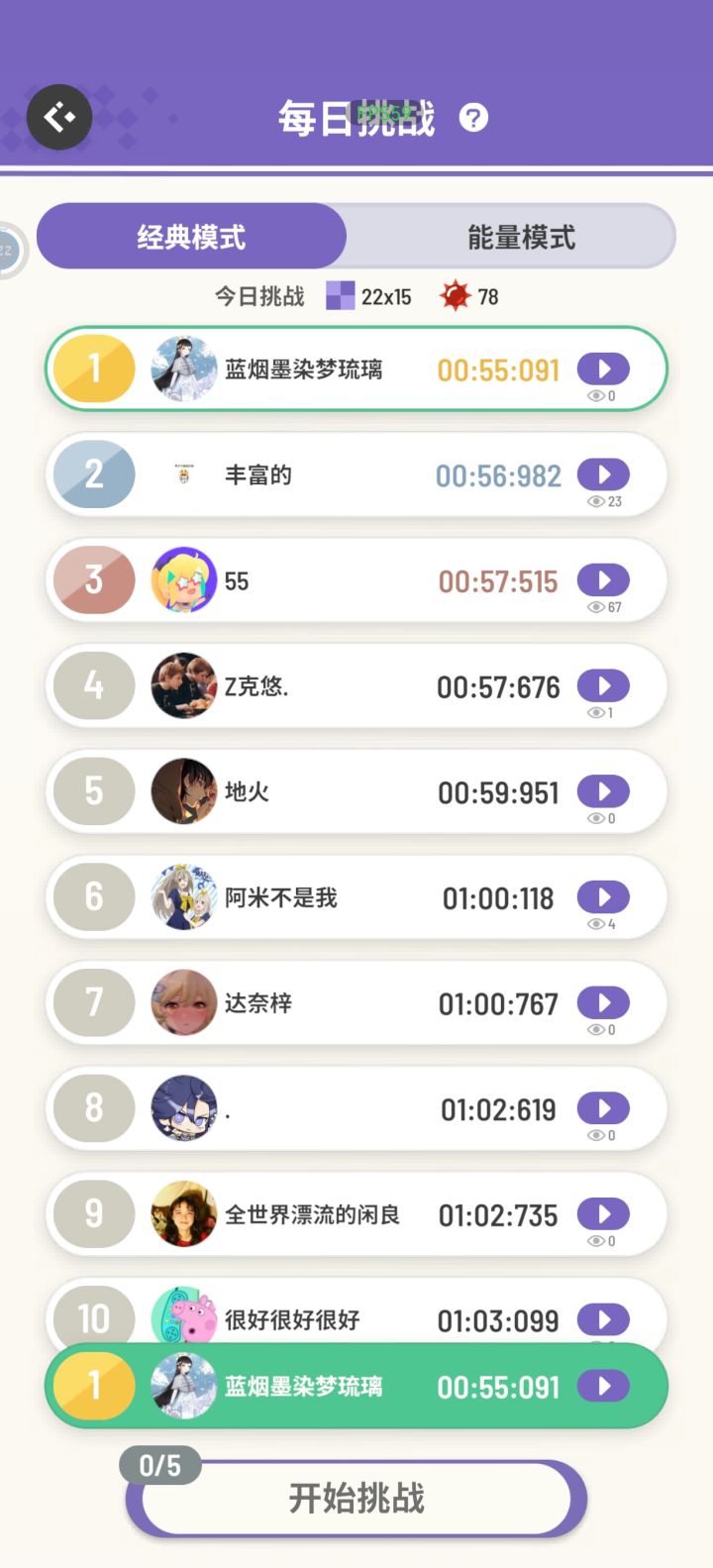 恭迎本小姐登上每日榜一的宝座截图