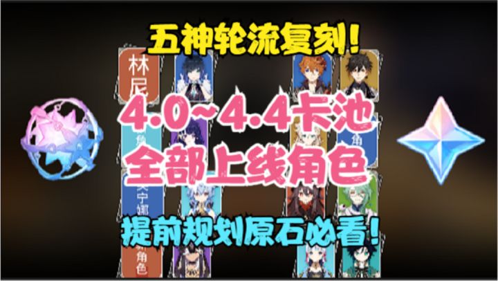 (原神)4.0~4.4卡池全部上线角色!五神轮流复刻!提前规划原石截图