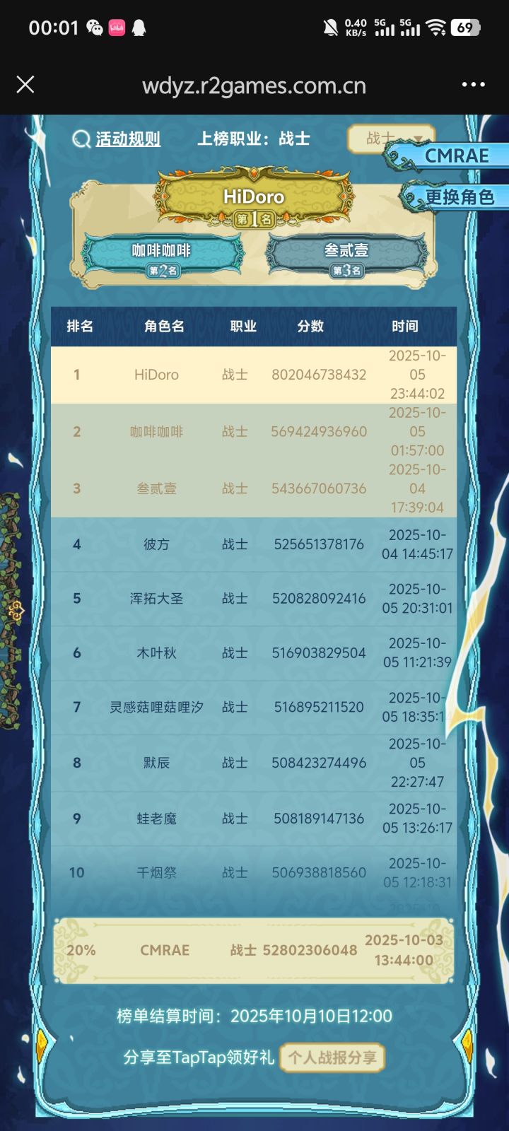 这个战士第一是谁呀？截图